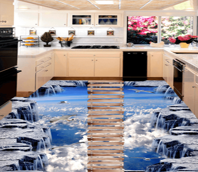 3D Waterfall 201 Floor Mural Wallpaper AJ Wallpaper 2 