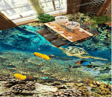 3D Blue Sea 033 Floor Mural Wallpaper AJ Wallpaper 2 