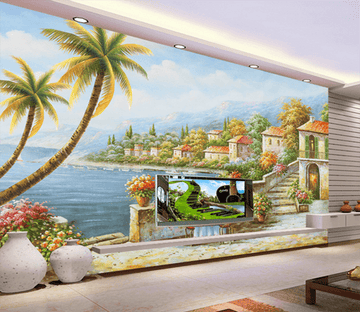 3D Coconut House 343 Wallpaper AJ Wallpaper 