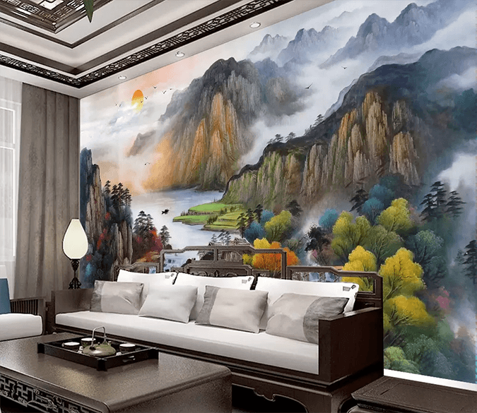 3D Ink Painting Landscape 173 Wallpaper AJ Wallpaper 2 