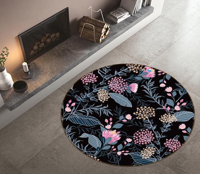3D Colorful Doodle Flowers 306 Round Non Slip Rug Mat Mat AJ Creativity Home 