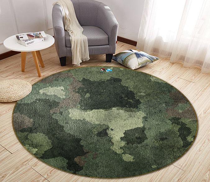3D Green Cloth 288 Round Non Slip Rug Mat Mat AJ Creativity Home 