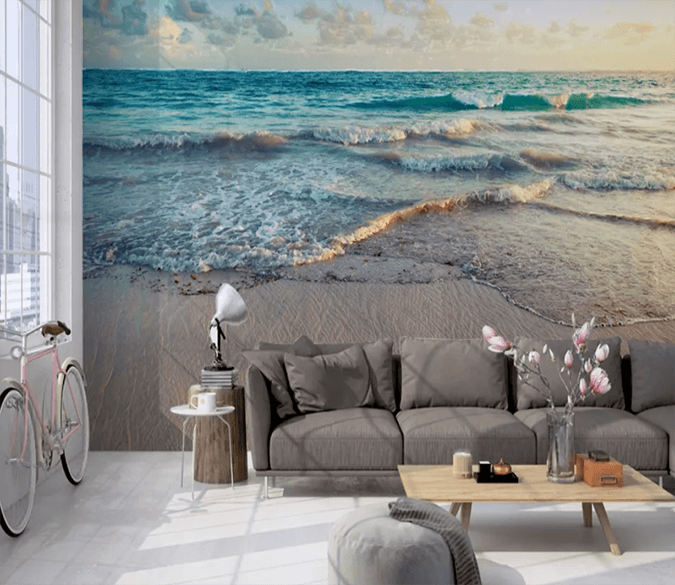3D Beach High Tide 1198 | AJ Wallpaper