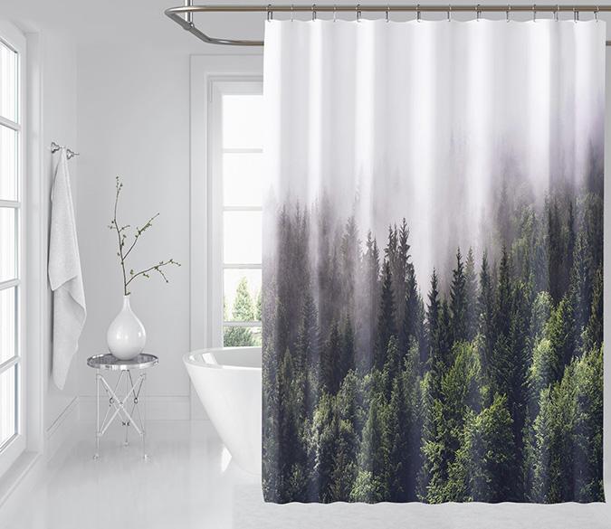 3D Forest White Fog 098 Shower Curtain 3D Shower Curtain AJ Creativity Home 
