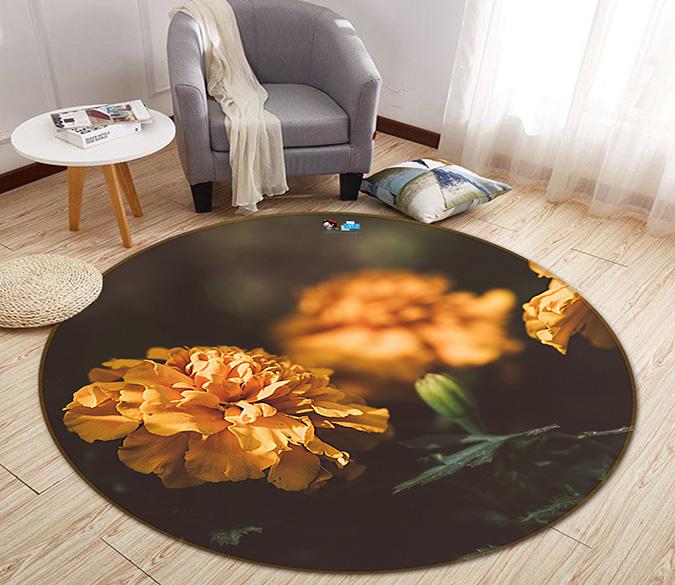 3D Orange Flower 150 Round Non Slip Rug Mat Mat AJ Creativity Home 
