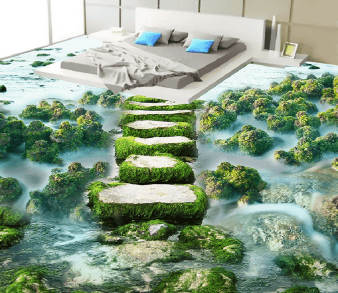 3D Moss Stone 038 Floor Mural Wallpaper AJ Wallpaper 2 