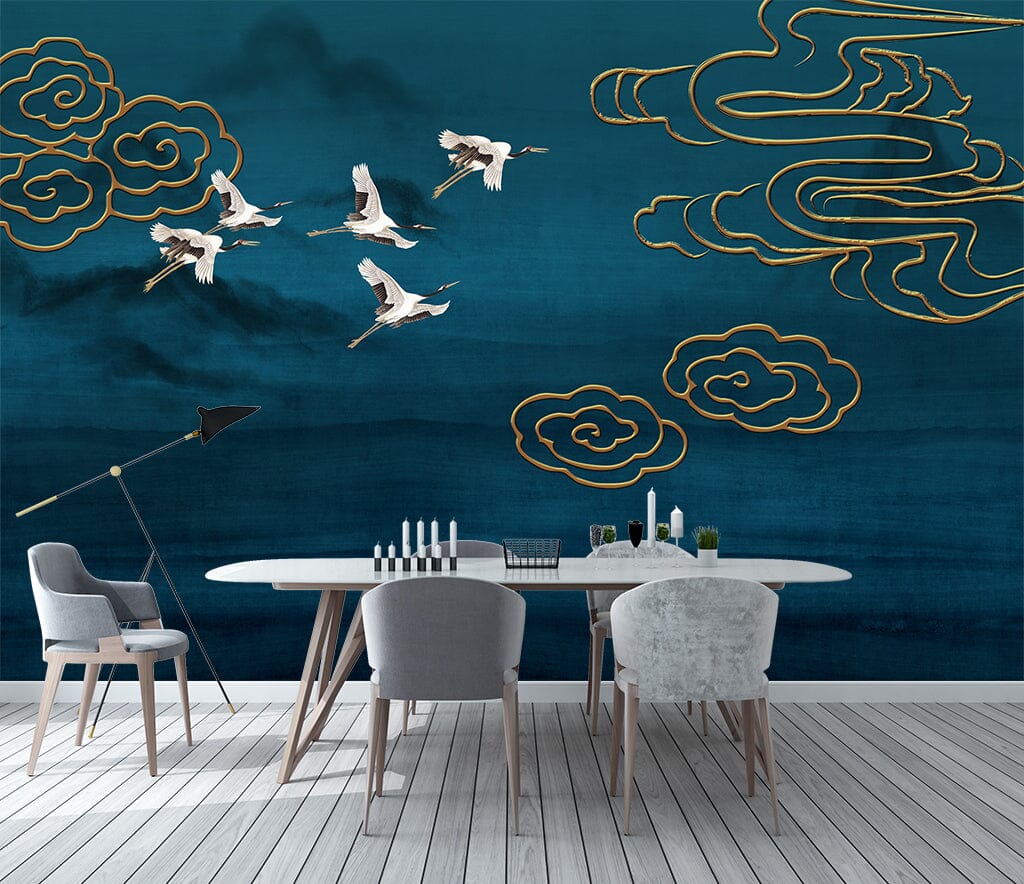 3D Golden Clouds WC053 Wall Murals Wallpaper AJ Wallpaper 2 