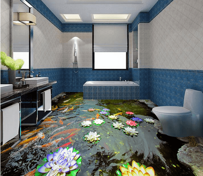 3D Lotus 065 Floor Mural Wallpaper AJ Wallpaper 2 
