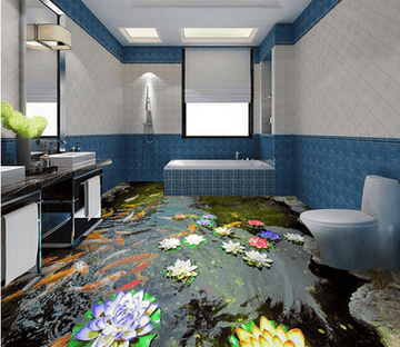 3D Lotus 065 Floor Mural Wallpaper AJ Wallpaper 2 
