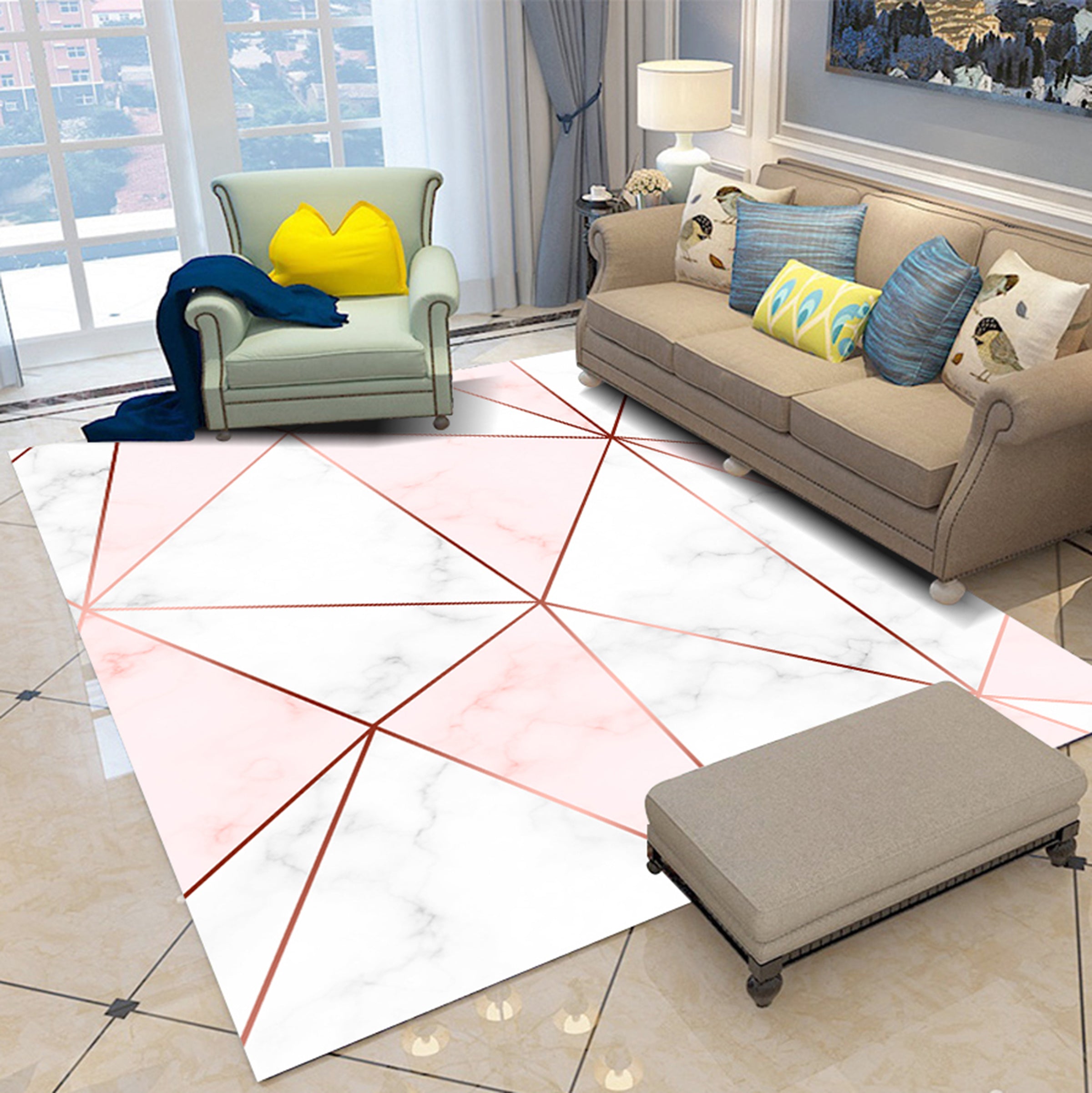 3D Pink Triangle WG093 Non Slip Rug Mat Mat AJ Creativity Home 