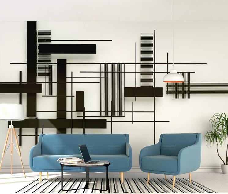 3D Black Geometry WC132 Wall Murals Wallpaper AJ Wallpaper 2 