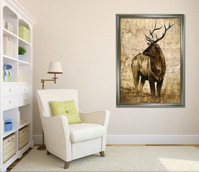 3D Leisurely Deer 108 Fake Framed Print Painting Wallpaper AJ Creativity Home 