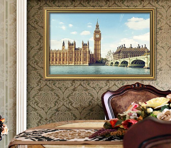 3D Bell Tower 087 Fake Framed Print Painting Wallpaper AJ Creativity Home 