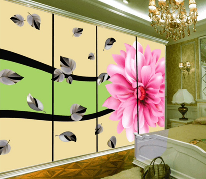 3D Floating Leaves 051 Wallpaper AJ Wallpaper 