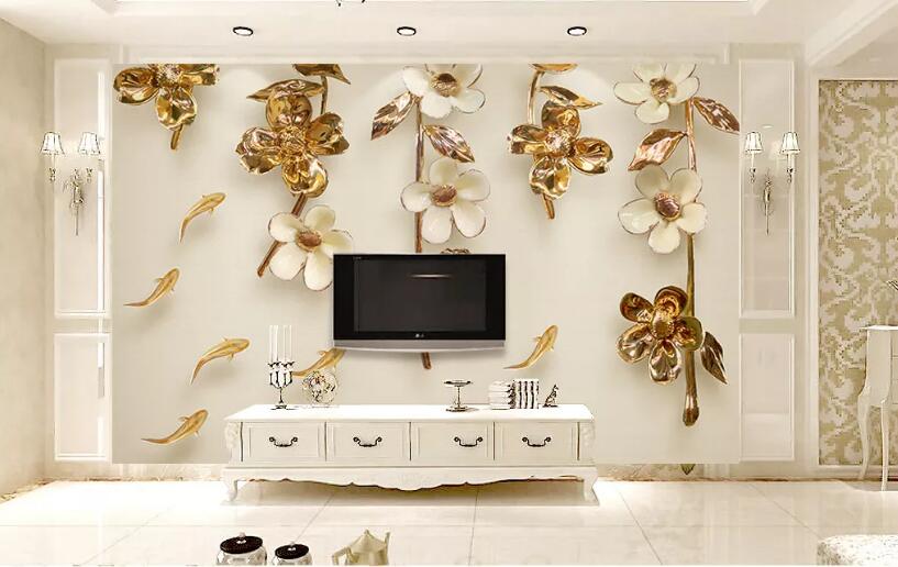 3D Flower Fish 1302 Wall Murals Wallpaper AJ Wallpaper 2 
