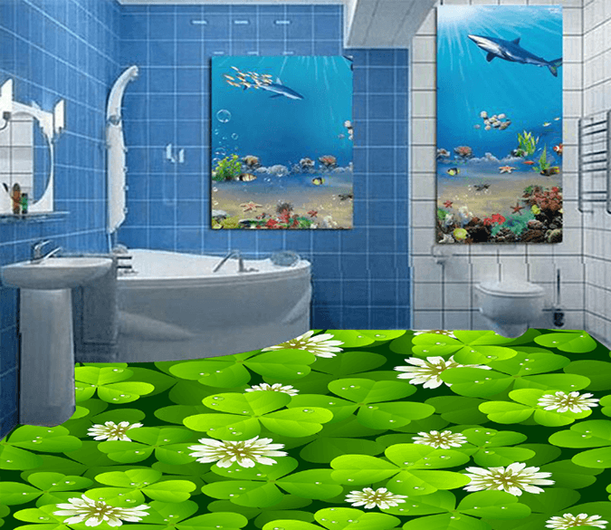 3D Clover Blossom 209 Floor Mural Wallpaper AJ Wallpaper 2 