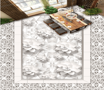 3D Big White Flower 388 Floor Mural Wallpaper AJ Wallpaper 2 