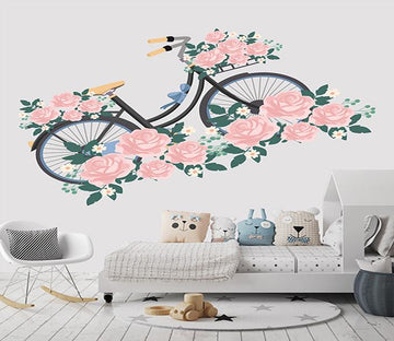 3D Bicycle Flower 025 Wall Stickers Wallpaper AJ Wallpaper 