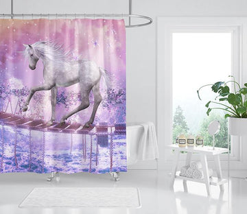 3D Unicorn Crossing Bridge 136 Shower Curtain 3D Shower Curtain AJ Creativity Home 
