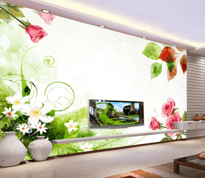 3D Leaves Flowers 151 Wallpaper AJ Wallpaper 