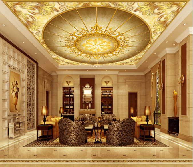 3D Golden Railing 322 Floor Mural Wallpaper AJ Wallpaper 2 