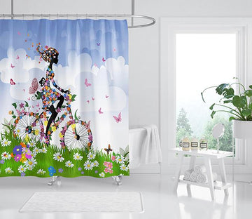 3D Bicycle Girl 125 Shower Curtain 3D Shower Curtain AJ Creativity Home 