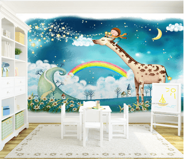 3D Giraffe Rainbow 346 Wallpaper AJ Wallpaper 
