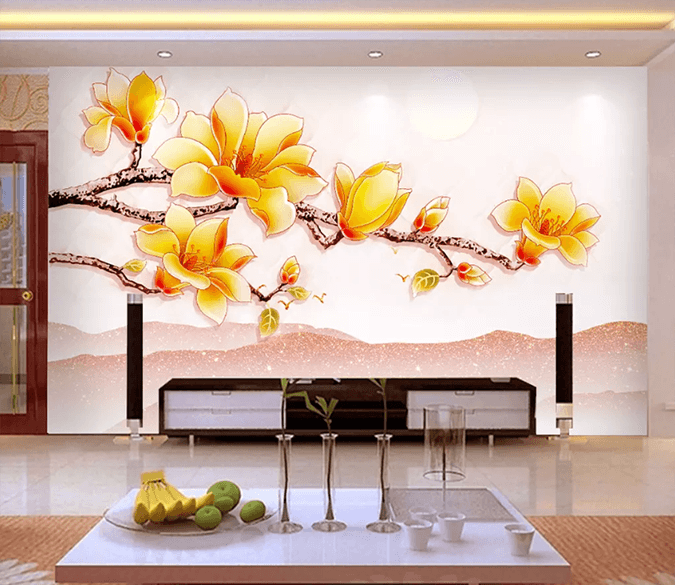 3D Growing Yellow Flower 1335 Wallpaper AJ Wallpaper 2 