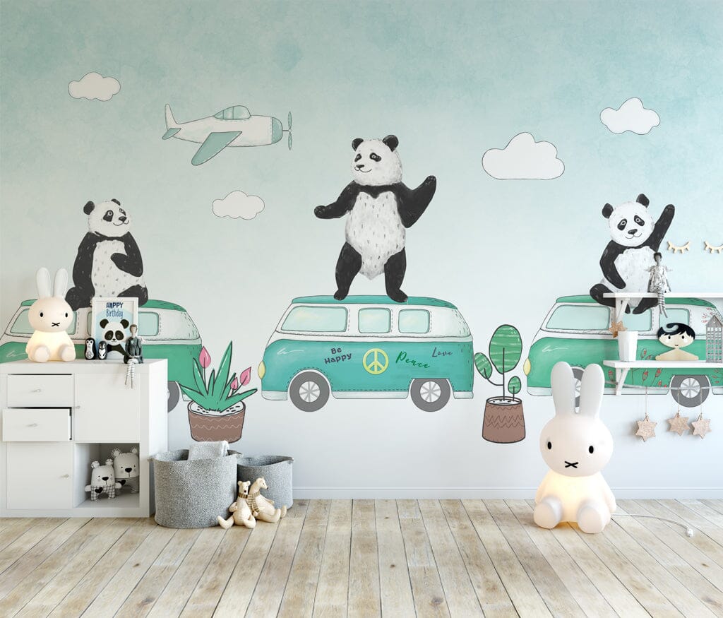 3D Car Panda WC003 Wall Murals Wallpaper AJ Wallpaper 2 