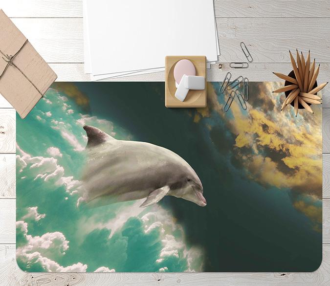 3D Dolphin Jumping 143 Desk Mat Mat AJ Creativity Home 