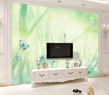 3D Deer Butterfly 529 Wallpaper AJ Wallpaper 