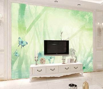 3D Deer Butterfly 529 Wallpaper AJ Wallpaper 