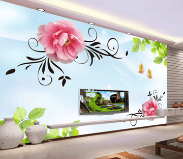 3D Butterfly Leaves 211 Wallpaper AJ Wallpaper 