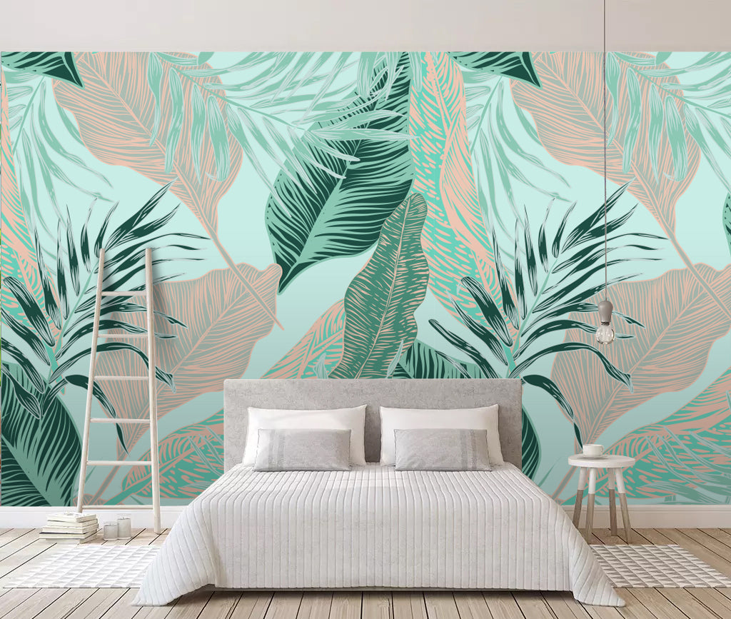 3D Painted Leaves WC033 Wall Murals