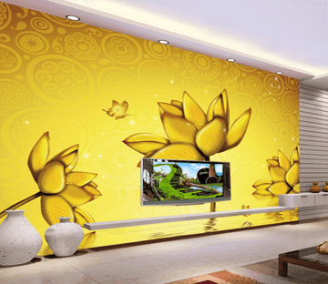 3D Lotus Butterfly 139 Wallpaper AJ Wallpaper 