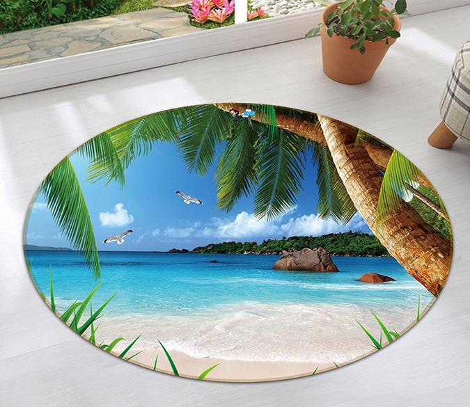 3D Beach Stone 020 Round Non Slip Rug Mat Mat AJ Creativity Home 