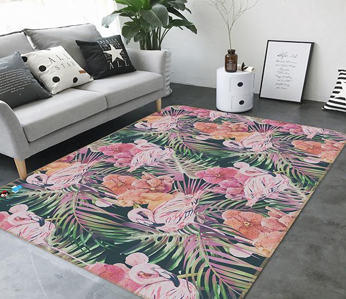 3D Flamingo Flower 082 Non Slip Rug Mat Mat AJ Creativity Home 