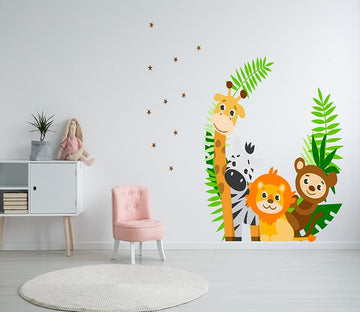 3D Giraffe Lion Monkey 129 Wall Stickers Wallpaper AJ Wallpaper 