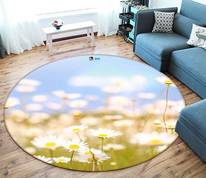3D Chrysanthemum Field 100 Round Non Slip Rug Mat Mat AJ Creativity Home 
