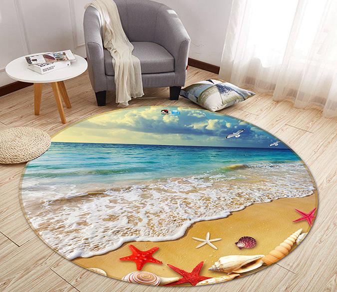 3D Beach Starfish 040 Round Non Slip Rug Mat Mat AJ Creativity Home 