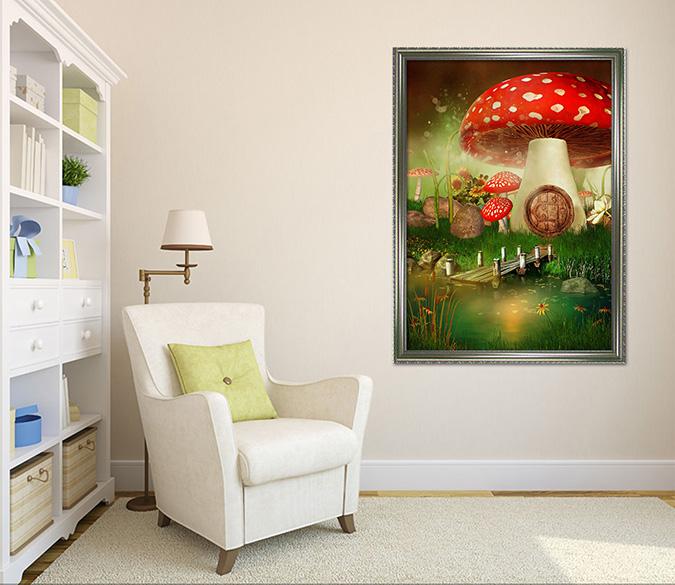 3D Big Mushroom 065 Fake Framed Print Painting Wallpaper AJ Creativity Home 