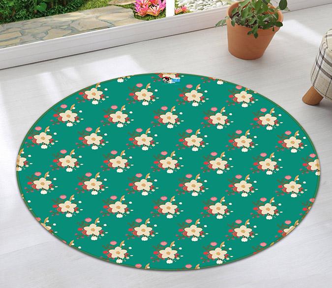 3D Green Bottom Flower 248 Round Non Slip Rug Mat Mat AJ Creativity Home 