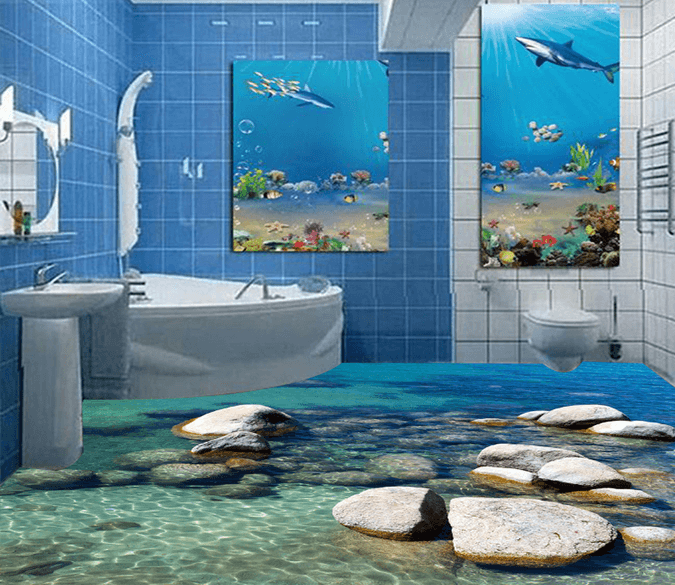 3D Seaside Stone 016 Floor Mural Wallpaper AJ Wallpaper 2 