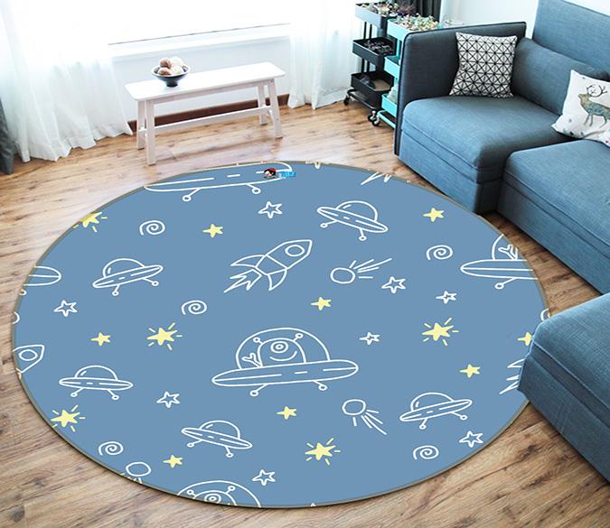 3D Graffiti Rocket 290 Round Non Slip Rug Mat Mat AJ Creativity Home 