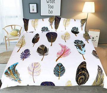 3D Feather Color 90 Bed Pillowcases Quilt Wallpaper AJ Wallpaper 