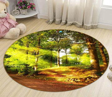 3D Sunshine Forest Road 379 Round Non Slip Rug Mat Mat AJ Creativity Home 