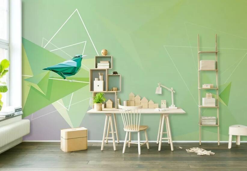 3D Green Bird 1059 Wall Murals Wallpaper AJ Wallpaper 2 