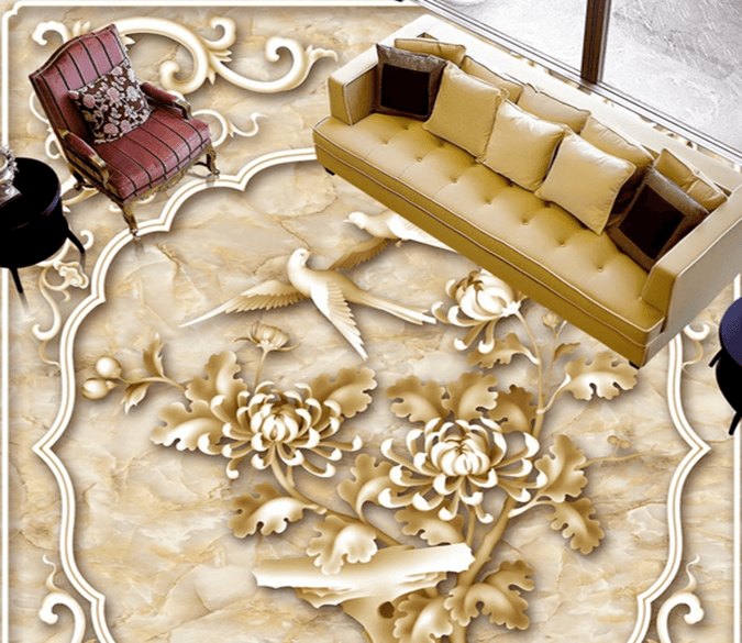 3D Golden Bird 152 Floor Mural Wallpaper AJ Wallpaper 2 