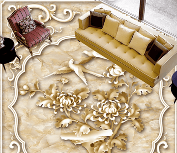 3D Golden Bird 152 Floor Mural Wallpaper AJ Wallpaper 2 