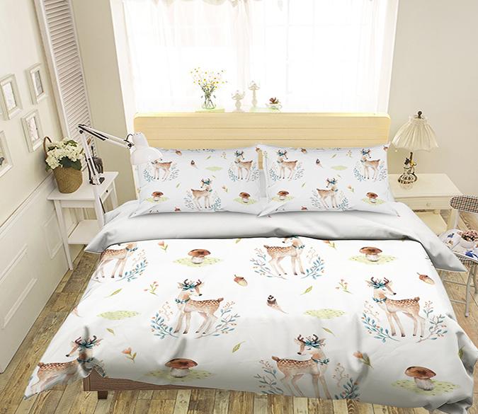 3D Deer Mushroom 058 Bed Pillowcases Quilt Wallpaper AJ Wallpaper 